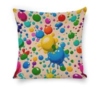 ERSTSNCK Paint Splatter Pattern Pillow Covers 18"x18" Linen Throw Pillow Covers - Double Sided Decorative Square Cushion Cases for Sofa, Bed, Chair (No Insert Included)