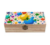 ERSTSNCK Paint Splatter Pattern Wooden Storage Box Elegant Retro Jewelry Box with Hinged Lid Decorative Keepsake Boxes Decor Handmade Organizer Boxes for Wedding, Party, Gift, Diy Craft, Home Decor