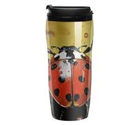 ERSTSNCK Paint Spotted Ladybug 12 Oz Travel Coffee Mug Vacuum Insulated Travel Mug Leakproof Cup with Lid Reusable Coffee Tumbler for Hot And Cold Drinks, Gift for Men And Women
