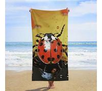 ERSTSNCK Paint Spotted Ladybug Beach Towel Oversized 31" X 63" Absorbent Towels Quick Dry Pool Towel Lightweight Bath Towels Sandproof Beach Blanket for Gym Swimming Sports Travel Gifts