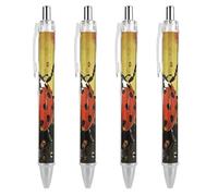 ERSTSNCK Paint Spotted Ladybug Black Ballpoint Pens Fine Point (0.5mm) Black Ink Pen Retractable Ball Point Pens with Comfortable Full Grip for Journaling, And Office Writing Ideal 4 PCS