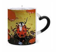 ERSTSNCK Paint Spotted Ladybug Color Changing Mug Heat Changing Coffee Mugs Funny Magic Cup Heat Sensitive Travel Mug Novelty Coffee Cups Personalized Customized Gift Idea for Men & Women 11 Oz