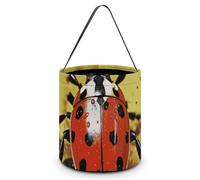 ERSTSNCK Paint Spotted Ladybug Halloween Candy Buckets Reusable Tote Candy Bag - Trick Or Treat Goody Bag with Handles