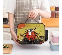 ERSTSNCK Paint Spotted Ladybug Insulated Lunch Bag for Women Lunch Box Large Capacity, Leakproof Tote with Detachable Handles- 5-Hour Cold/Hot Retention Cooler Bag for Office, Picnic, Camping