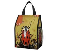 ERSTSNCK Paint Spotted Ladybug Insulated Lunch Bag Leakproof Insulated Cooler Bags Reusable Cooler Tote Foldable Lunchbox for Adult Women Men for Work Travel Picnic