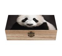 ERSTSNCK Panda Star Wooden Storage Box Elegant Retro Jewelry Box with Hinged Lid Decorative Keepsake Boxes Decor Handmade Organizer Boxes for Wedding, Party, Gift, Diy Craft, Home Decor