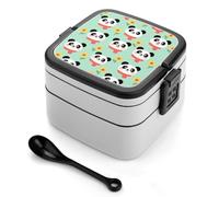 ERSTSNCK Pandan Bento Box 1000ml Leak Proof Lunch Container with Removable Dividers & Spoon - BPA-Free PP Stackable Lunch Box for Work, Office, Picnic, Travel, Dining Out