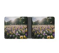 ERSTSNCK Pansy Perfection Wallet for Men Bifold Rfid Blocking Slim Money Clip Front Pocket Wallet Card Holder
