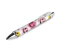 ERSTSNCK Pastel Color Happy Face Black Ballpoint Pens Fine Point (0.5mm) Black Ink Pen Retractable Ball Point Pens with Comfortable Full Grip for Journaling, And Office Writing Ideal 1 PCS