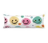 ERSTSNCK Pastel Color Happy Face Body Pillow Pillowcase 20"x54" Lumbar Throw Pillow Covers with Hidden Zipper Breathable & Cozy Full Long Bodypillow Case Cover for Sleeping Bedroom Couch Sofa Decor