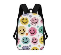 ERSTSNCK Pastel Color Happy Face Laptop Backpack for Travel Work Cute Bookbag Computer Backpack Casual Daypack