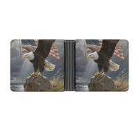ERSTSNCK Patriotic American Eagle Wallet for Men Bifold Rfid Blocking Slim Money Clip Front Pocket Wallet Card Holder