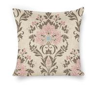 ERSTSNCK Peach and Brown Pattern Pillow Covers 18"x18" Linen Throw Pillow Covers - Double Sided Decorative Square Cushion Cases for Sofa, Bed, Chair (No Insert Included)