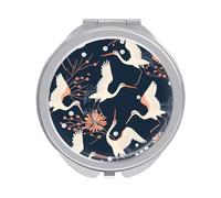 ERSTSNCK Peach and White Compact Mirror for Purse, Double-Sided 1x/2x Magnifying Metal Pocket Makeup Mirrors, Folding Mini Vanity Mirror, Handheld Round Travel Cosmetic Mirrors for Women