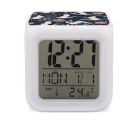 ERSTSNCK Peach and White Night Light Alarm Clock LED Display Alarms for Bedroom Smart Digital Alarm Clock Wtih 7 Colorful Ambient Lights Sleep Timer for Heavy Sleepers Simple Operation