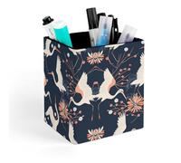 ERSTSNCK Peach And White Pen Holder, Pencil Holder Desktop Stationery Organizer Square Leather Pencil Cup Makeup Brush Storage Box for Office Home And Stationary Supplies