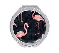 ERSTSNCK Peach Flamingo Style Compact Mirror for Purse, Double-Sided 1x/2x Magnifying Metal Pocket Makeup Mirrors, Folding Mini Vanity Mirror, Handheld Round Travel Cosmetic Mirrors for Women