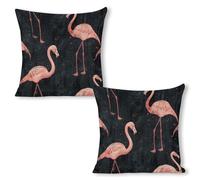 ERSTSNCK Peach Flamingo Style Pillow Covers 18"x18"（2pcs） Linen Throw Pillow Covers - Double Sided Decorative Square Cushion Cases for Sofa, Bed, Chair (No Insert Included)