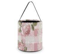 ERSTSNCK Peach Retro Pattern Halloween Candy Buckets Reusable Tote Candy Bag - Trick Or Treat Goody Bag with Handles