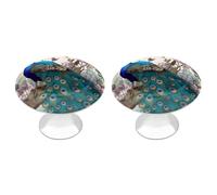 ERSTSNCK Peacock Floral Cabinet Knobs, 2-Pack Silver Stainless Steel Drawer Pulls with Screws, Elegant Hardware for Dressers, Kitchen,Cabinets & Desks