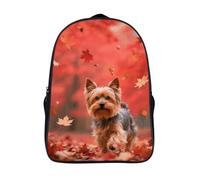 ERSTSNCK Peacock Laptop Backpack for Travel Work, 16In Cute Bookbag, Computer Backpack, Casual Daypack, Yorkshire Terrier in Maple Forest, 40x28x16cm