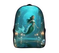 ERSTSNCK Peacock Laptop Backpack for Travel Work, 16In Cute Bookbag, Computer Backpack, Casual Daypack, Mermaid in Underwater Palace, 40x28x16cm