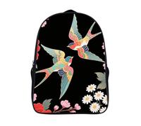 ERSTSNCK Peacock Laptop Backpack for Travel Work, 16In Cute Bookbag, Computer Backpack, Casual Daypack, Two Colorful Flying Birds, 40x28x16cm