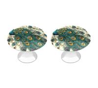 ERSTSNCK Peacock Pattern Cabinet Knobs 2-Pack Silver Stainless Steel Drawer Pulls with Screws Elegant Hardware for Dressers Kitchen Cabinets & Desks