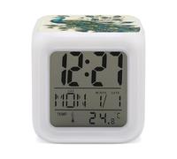 ERSTSNCK Peacock Pattern Night Light Alarm Clock LED Display Alarms for Bedroom Smart Digital Alarm Clock Wtih 7 Colorful Ambient Lights Sleep Timer for Heavy Sleepers Simple Operation