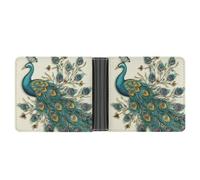 ERSTSNCK Peacock Pattern Wallet for Men Bifold Rfid Blocking Slim Money Clip Front Pocket Wallet Card Holder