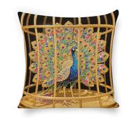 ERSTSNCK Peacock Pillow Covers 18"x18" Linen Throw Pillow Covers - Double Sided Decorative Square Cushion Cases for Sofa, Bed, Chair (No Insert Included)