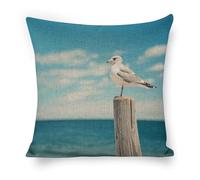 ERSTSNCK Perched on Wooden Pillar Pillow Covers 18"x18" Linen Throw Pillow Covers - Double Sided Decorative Square Cushion Cases for Sofa, Bed, Chair (No Insert Included)