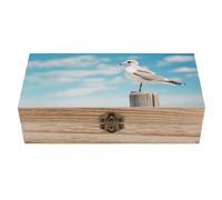 ERSTSNCK Perched on Wooden Pillar Wooden Storage Box Elegant Retro Jewelry Box with Hinged Lid Decorative Keepsake Boxes Decor Handmade Organizer Boxes for Wedding, Party, Gift, Diy Craft, Home Decor