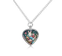 ERSTSNCK Pet Urn Necklace for Ashes Basket And Easter Eggs Heart-Shaped Memorial Pendant with Filling Kit 27.6" Adjustable Chain Cremation Keepsake Jewelry for Dog Cat Sympathy Gift for Pets Lovers