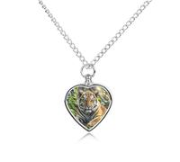 ERSTSNCK Pet Urn Necklace for Ashes Big Tiger Heart-Shaped Memorial Pendant with Filling Kit 27.6" Adjustable Chain Cremation Keepsake Jewelry for Dog Cat Sympathy Gift for Pets Lovers