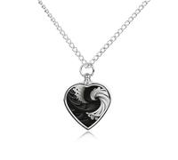 ERSTSNCK Pet Urn Necklace for Ashes Black And White Image Heart-Shaped Memorial Pendant with Filling Kit 27.6" Adjustable Chain Cremation Keepsake Jewelry for Dog Cat Sympathy Gift for Pets Lovers