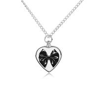 ERSTSNCK Pet Urn Necklace for Ashes Black Bow Heart-Shaped Memorial Pendant with Filling Kit 27.6" Adjustable Chain Cremation Keepsake Jewelry for Dog Cat Sympathy Gift for Pets Lovers