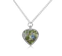 ERSTSNCK Pet Urn Necklace for Ashes Blue And Green Parakeets Heart-Shaped Memorial Pendant with Filling Kit 27.6" Adjustable Chain Cremation Keepsake Jewelry for Dog Cat Sympathy Gift for Pets Lovers