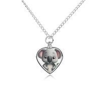 ERSTSNCK Pet Urn Necklace for Ashes Cartoon Koala Heart-Shaped Memorial Pendant with Filling Kit 27.6" Adjustable Chain Cremation Keepsake Jewelry for Dog Cat Sympathy Gift for Pets Lovers