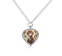 ERSTSNCK Pet Urn Necklace for Ashes Chinese Style Monkey Heart-Shaped Memorial Pendant with Filling Kit 27.6" Adjustable Chain Cremation Keepsake Jewelry for Dog Cat Sympathy Gift for Pets Lovers