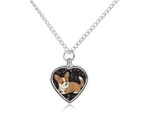 ERSTSNCK Pet Urn Necklace for Ashes Corgi Who Loves Music Heart-Shaped Memorial Pendant with Filling Kit 27.6" Adjustable Chain Cremation Keepsake Jewelry for Dog Cat Sympathy Gift for Pets Lovers
