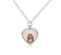 ERSTSNCK Pet Urn Necklace for Ashes Cute Sloth Heart-Shaped Memorial Pendant with Filling Kit 27.6" Adjustable Chain Cremation Keepsake Jewelry for Dog Cat Sympathy Gift for Pets Lovers