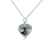 ERSTSNCK Pet Urn Necklace for Ashes Dachshund Florals Heart-Shaped Memorial Pendant with Filling Kit 27.6" Adjustable Chain Cremation Keepsake Jewelry for Dog Cat Sympathy Gift for Pets Lovers