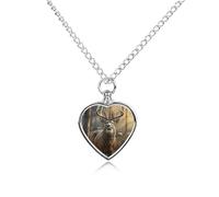 ERSTSNCK Pet Urn Necklace for Ashes Deer Hunting Season Heart-Shaped Memorial Pendant with Filling Kit 27.6" Adjustable Chain Cremation Keepsake Jewelry for Dog Cat Sympathy Gift for Pets Lovers
