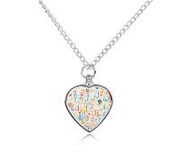 ERSTSNCK Pet Urn Necklace for Ashes Fun Colorful Patterns Heart-Shaped Memorial Pendant with Filling Kit 27.6" Adjustable Chain Cremation Keepsake Jewelry for Dog Cat Sympathy Gift for Pets Lovers