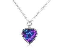 ERSTSNCK Pet Urn Necklace for Ashes Galaxy Space Heart-Shaped Memorial Pendant with Filling Kit 27.6" Adjustable Chain Cremation Keepsake Jewelry for Dog Cat Sympathy Gift for Pets Lovers