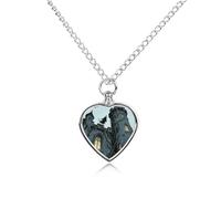 ERSTSNCK Pet Urn Necklace for Ashes Ghost Castle Heart-Shaped Memorial Pendant with Filling Kit 27.6" Adjustable Chain Cremation Keepsake Jewelry for Dog Cat Sympathy Gift for Pets Lovers