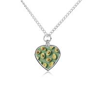 ERSTSNCK Pet Urn Necklace for Ashes Green Pattern Heart-Shaped Memorial Pendant with Filling Kit 27.6" Adjustable Chain Cremation Keepsake Jewelry for Dog Cat Sympathy Gift for Pets Lovers