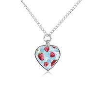 ERSTSNCK Pet Urn Necklace for Ashes Light Blue Pattern Heart-Shaped Memorial Pendant with Filling Kit 27.6" Adjustable Chain Cremation Keepsake Jewelry for Dog Cat Sympathy Gift for Pets Lovers