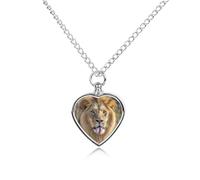 ERSTSNCK Pet Urn Necklace for Ashes Lion Sticks Out Tongue Heart-Shaped Memorial Pendant with Filling Kit 27.6" Adjustable Chain Cremation Keepsake Jewelry for Dog Cat Sympathy Gift for Pets Lovers